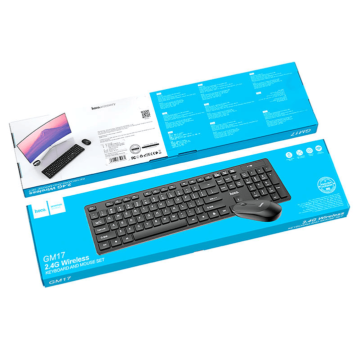 Teclado y Mouse Hoco GM17 Inalambrico negro 2