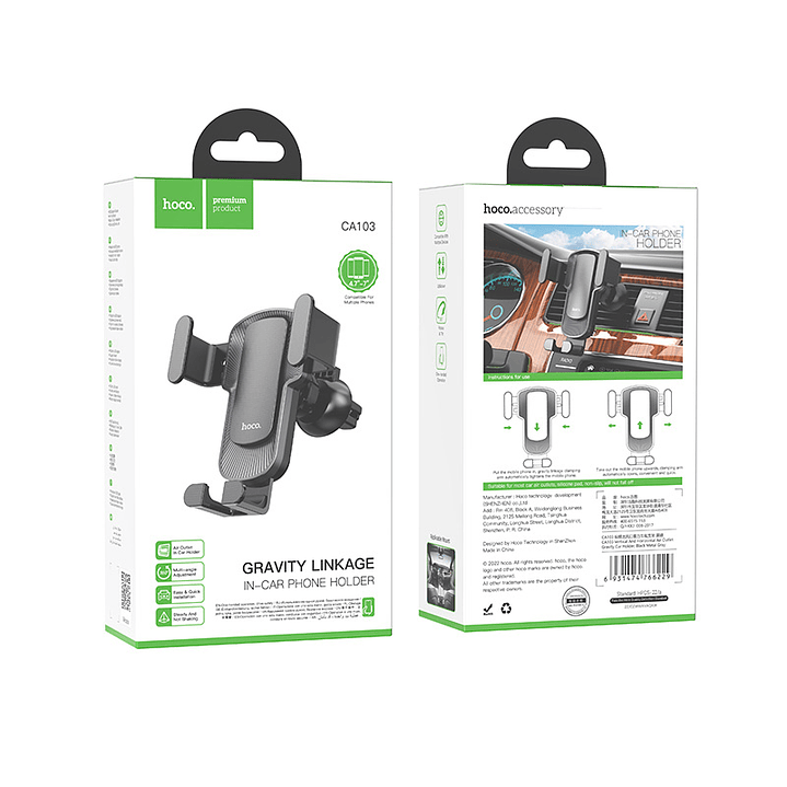 Soporte de Auto Hoco CA103 Gris 2