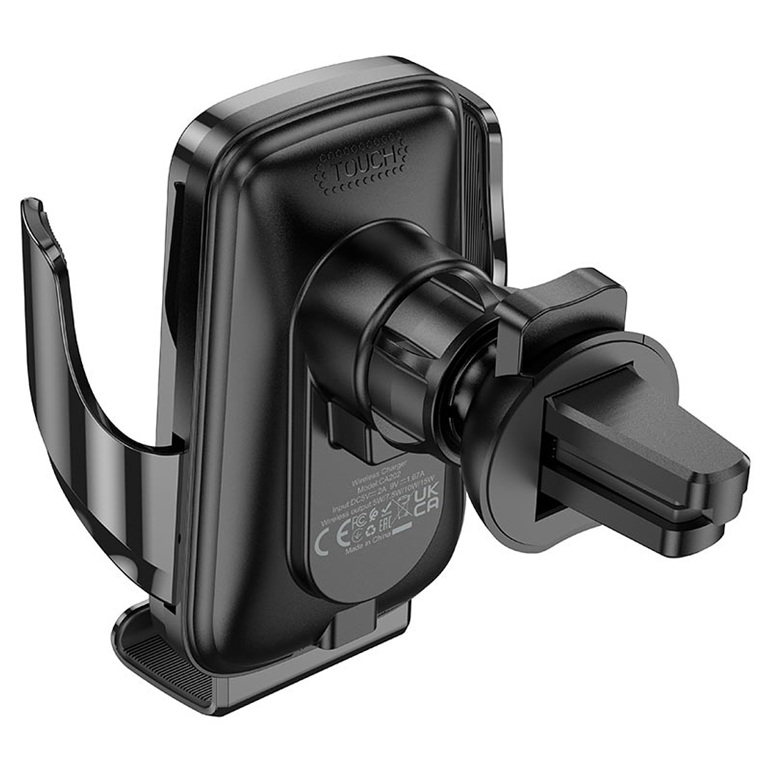Soporte para Auto Hoco CA202 con Cargador Inalamabrico Negro 4