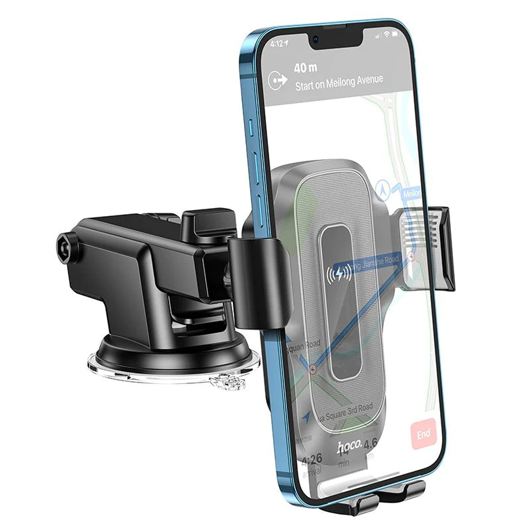 Soporte para Auto Hoco HW3 Wise Carga Inalambrica Negro 3