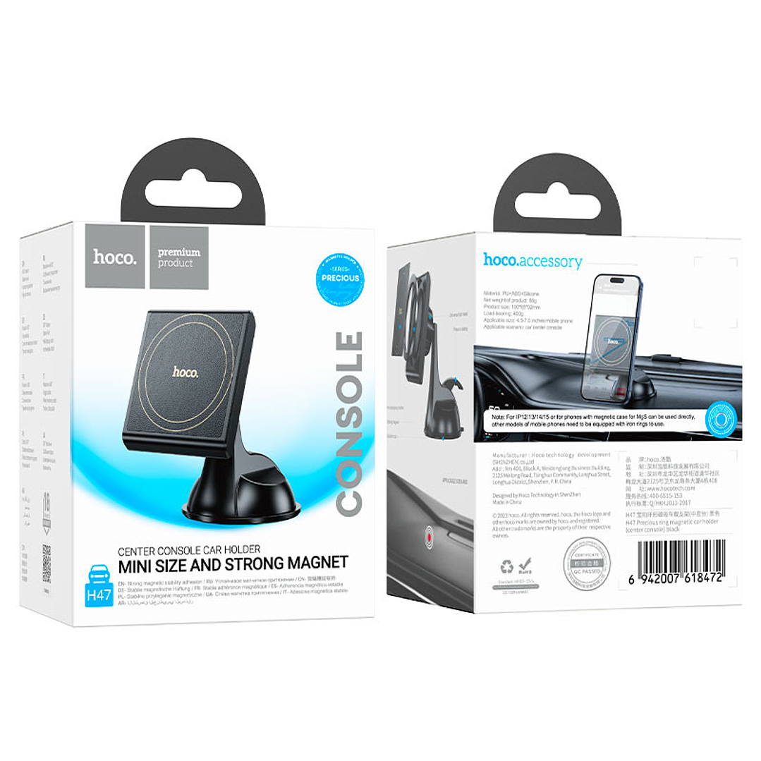 Soporte de Auto Hoco H47 Precious ring magnetico negro 2