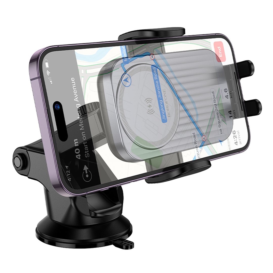 Soporte Auto Borofone BH222 Carga Inalambrica Negro 2