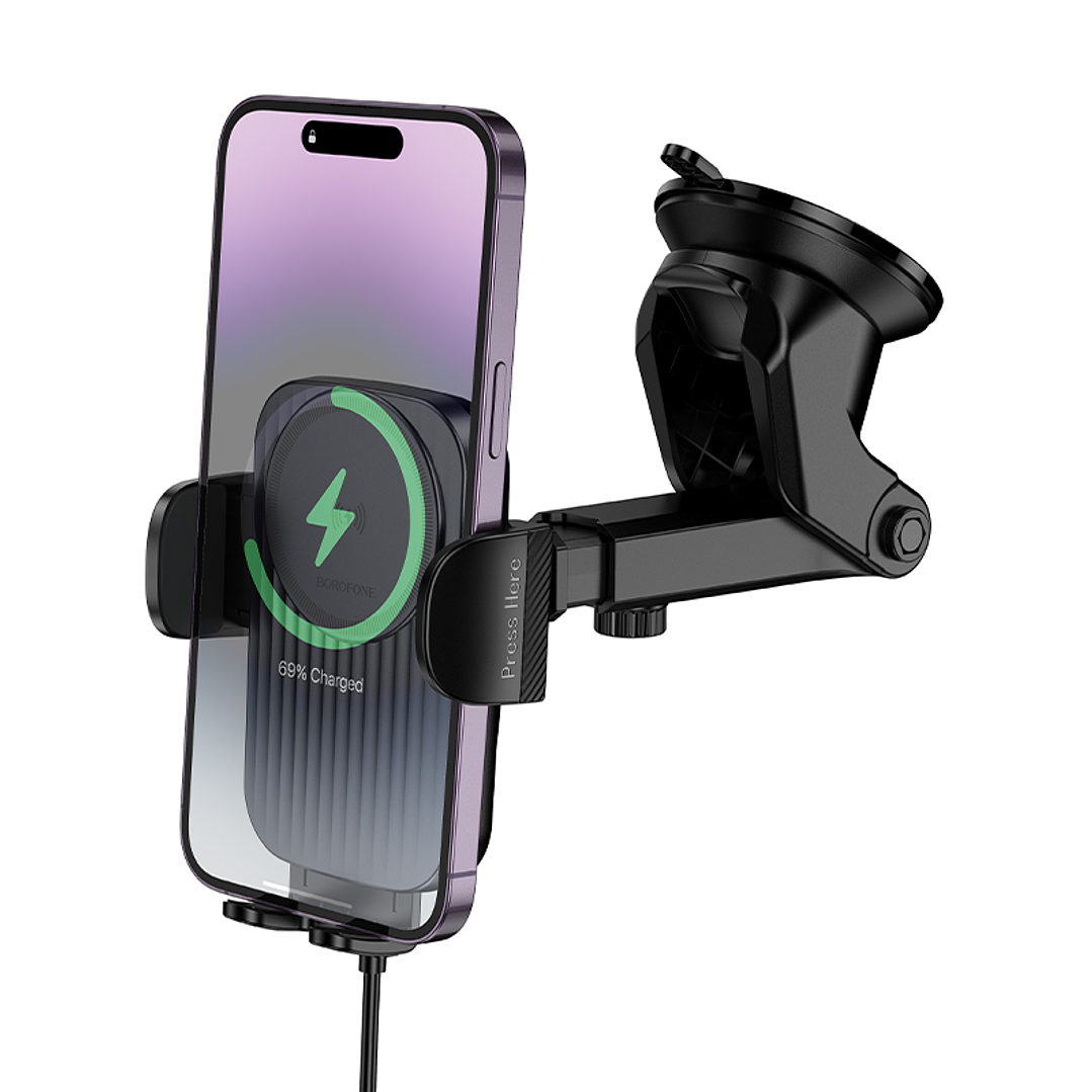 Soporte Auto Borofone BH222 Carga Inalambrica Negro 1
