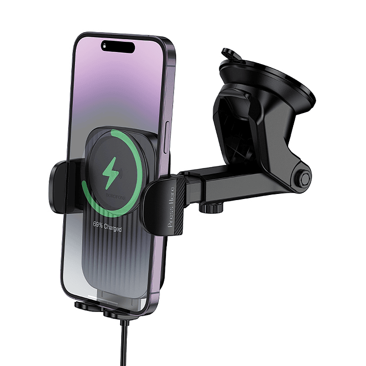 Soporte Auto Borofone BH222 Carga Inalambrica Negro 1