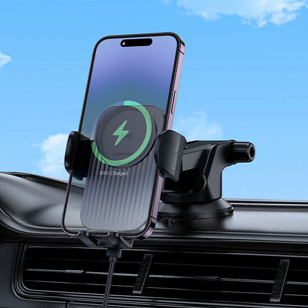 Soporte Auto Borofone BH222 Carga Inalambrica Negro 6