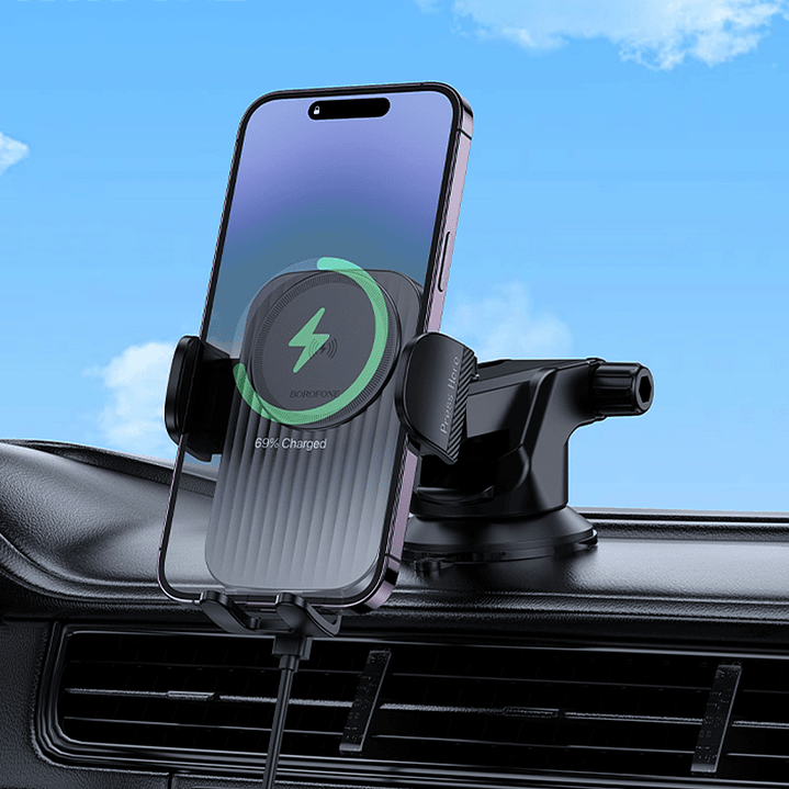 Soporte Auto Borofone BH222 Carga Inalambrica Negro 6
