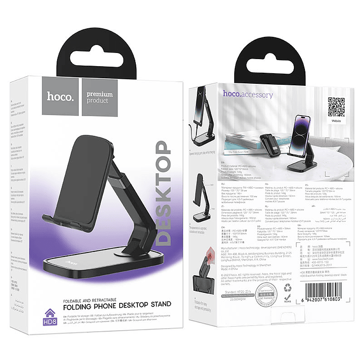Soporte de celular Hoco HD8 Blackfish para escritorio Negro 2