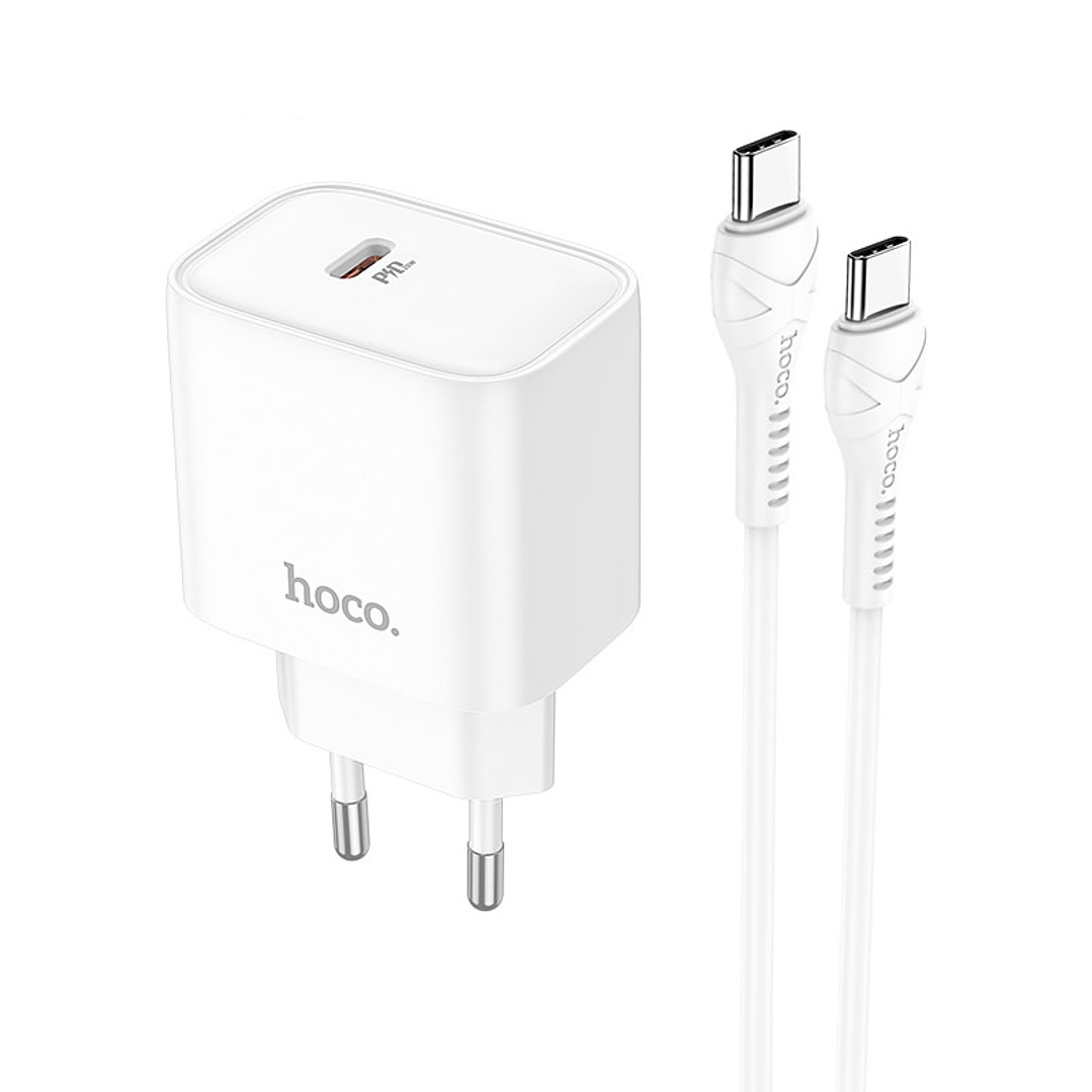 Cargador Casa Hoco DC67 PD20W Cable Tipo C a Tipo C Blanco - SEC 1