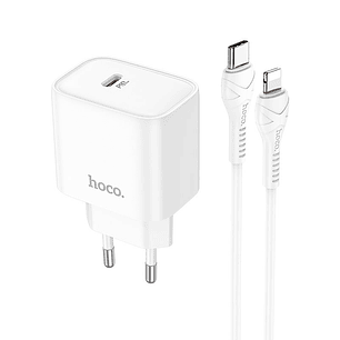 Cargador Casa Hoco DC67 PD20W Cable Tipo C a Lightning Blanco - SEC