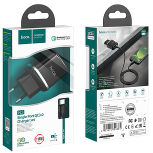Cargador Hoco N3 QC3.0 con Cable Usb C Negro