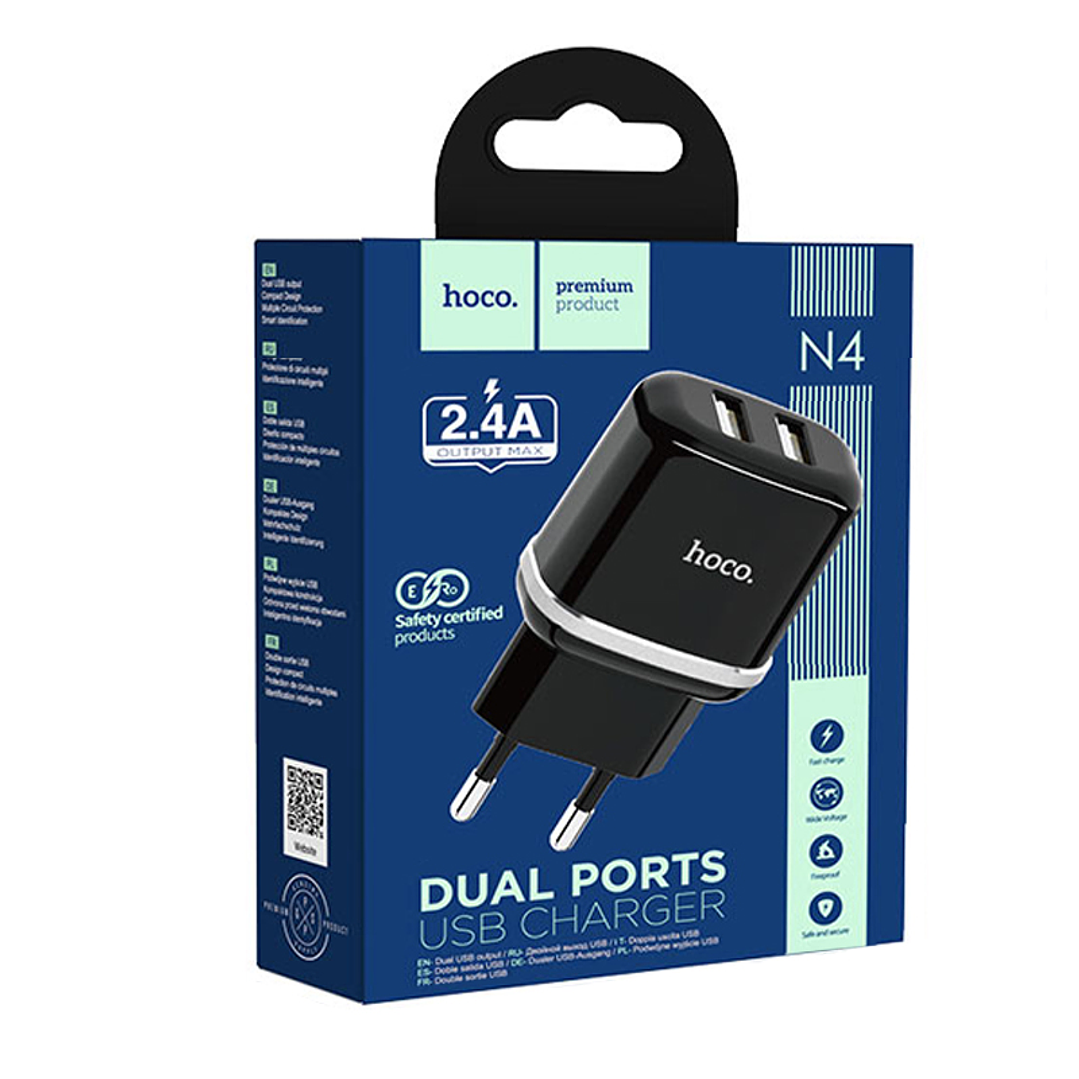 Cargador Casa Hoco N4 2.4A Dual Port Negro - SEC 2