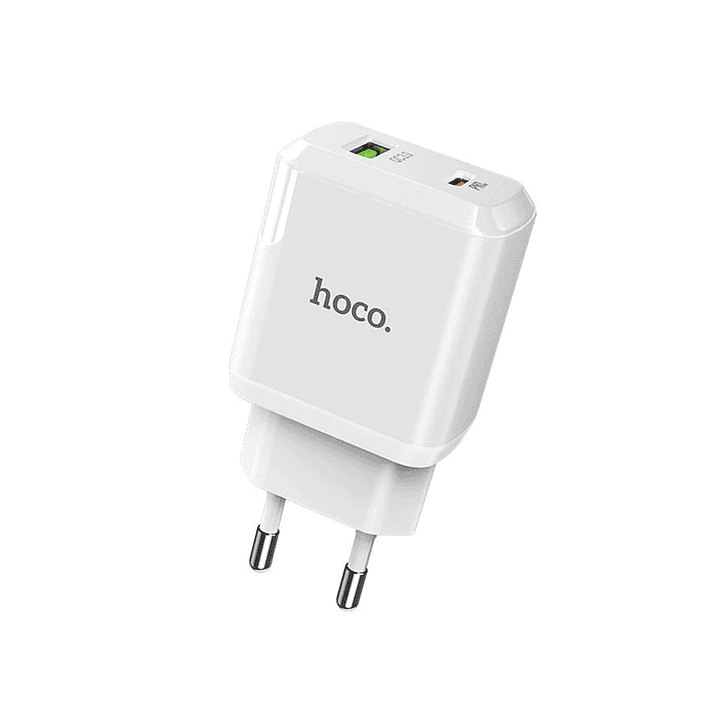 Cargador Hoco N5 Favor dual port PD20W QC3.0 Blanco 1