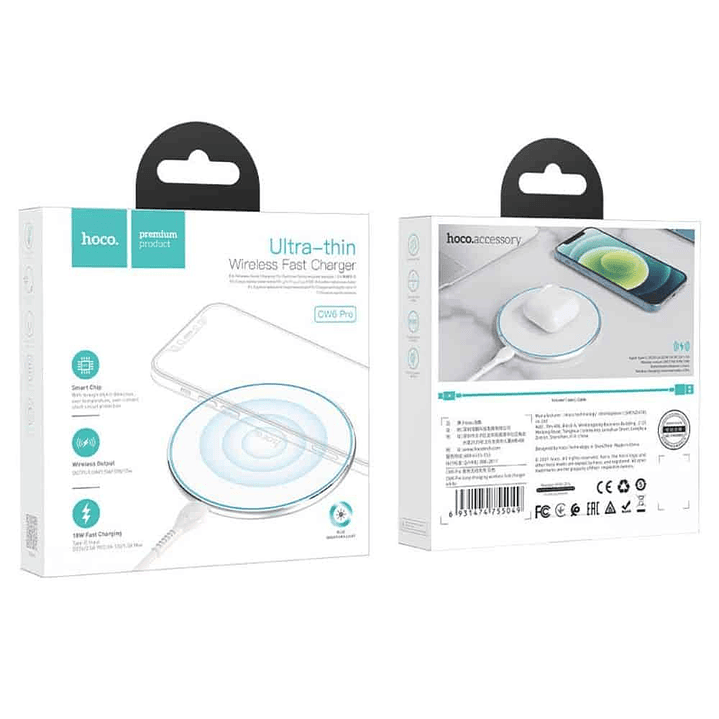 Cargador Inalambrico Hoco CW6 Pro Easy 15W Blanco 2