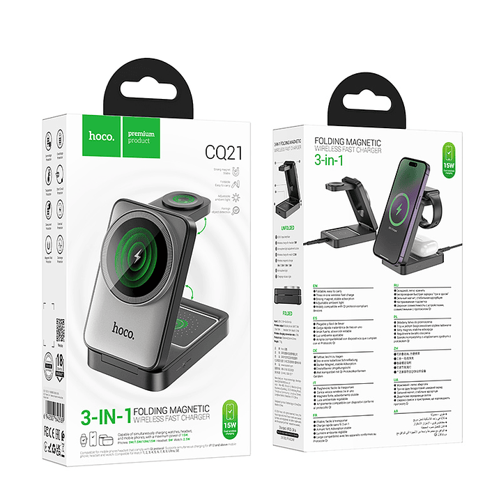 Cargador Inalámbrico Hoco CQ21 Power 3 en 1 Negro 2