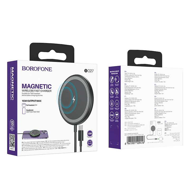Cargador Inalambrico Borofone BQ27 Pole Negro 2