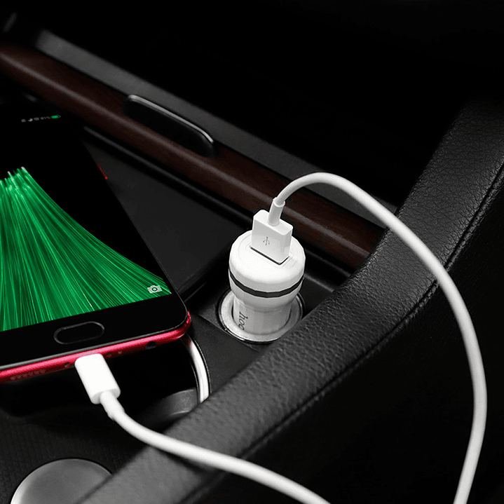 Cargador de Auto Hoco Z27A Staunch QC3.0 Blanco 6