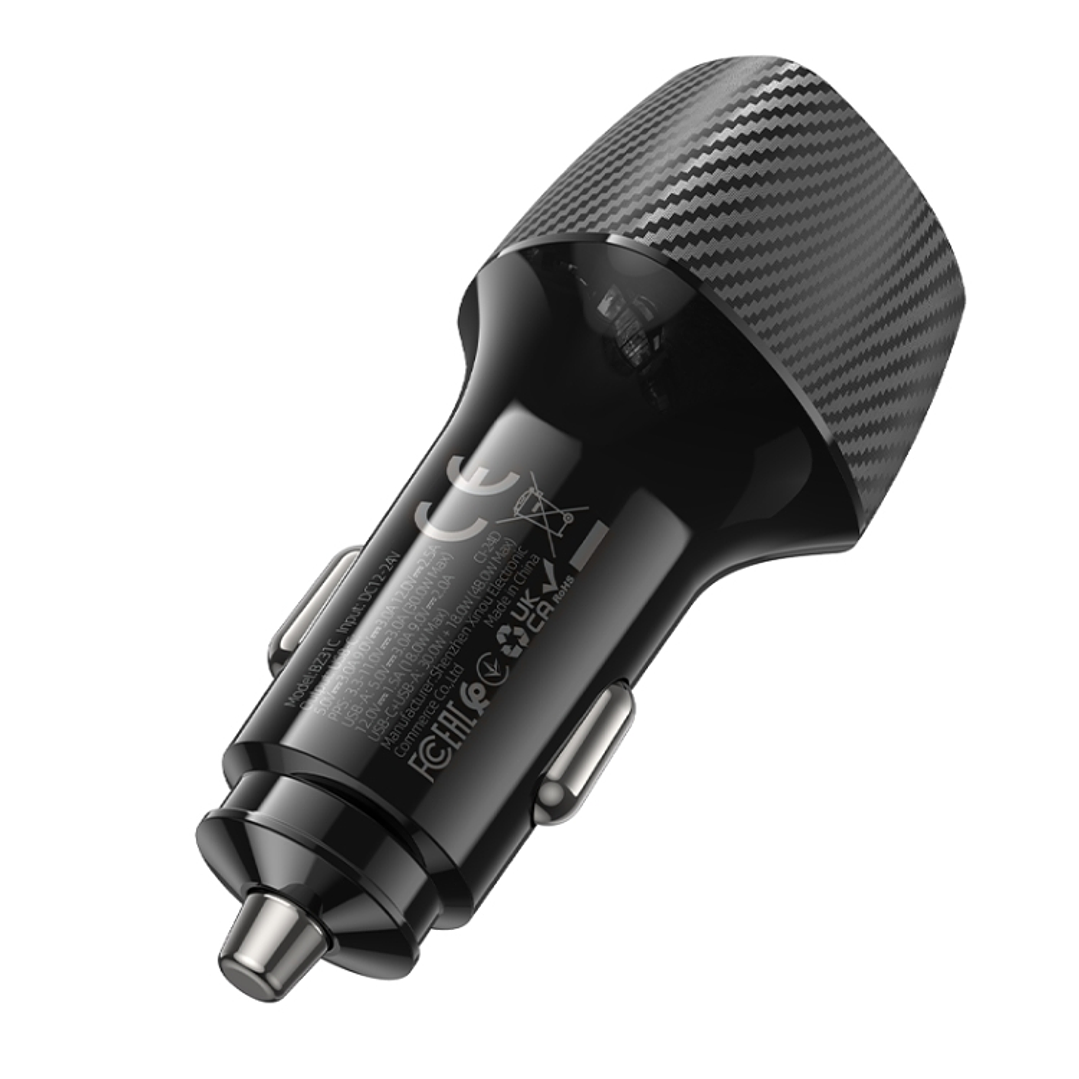 Cargador de auto Borofone BZ31C, PD30W tipo C + QC3.0 4