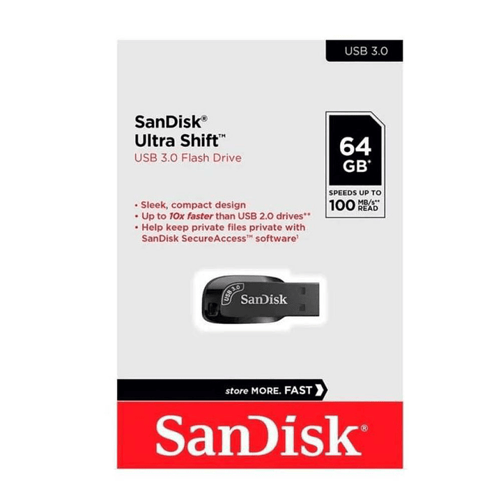 Pendrive Sandisk Ultra Shift 64GB USB 3.0 100 MB/s 2