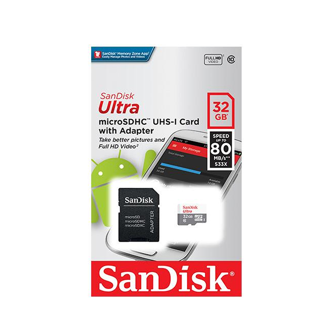 Tarjeta de Memoria Sandisk MicroSD 32GB Clase 10 80Mbps 2