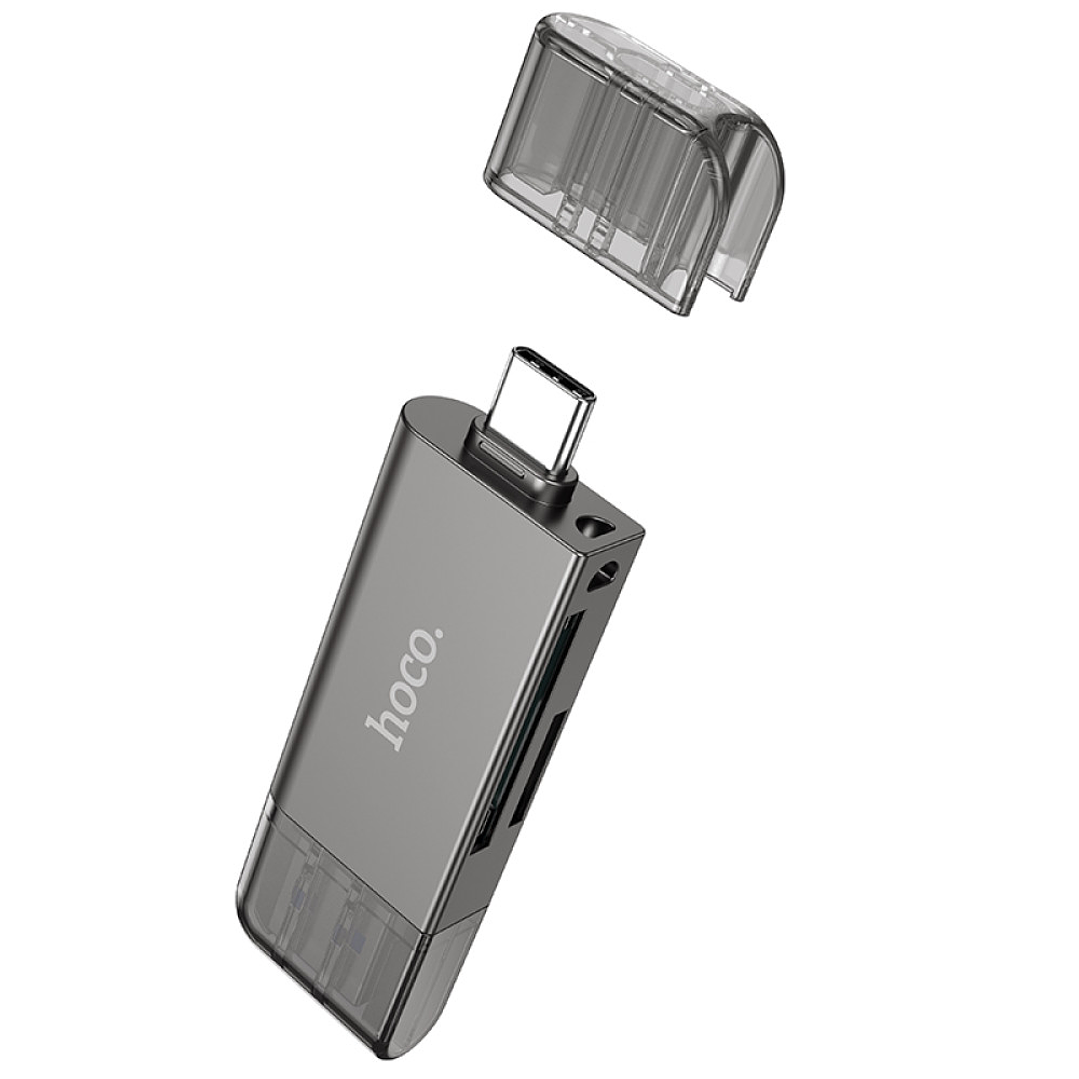 Lector de Tarjetas Hoco HB39 USB/Type-C 3.0 Gris 4
