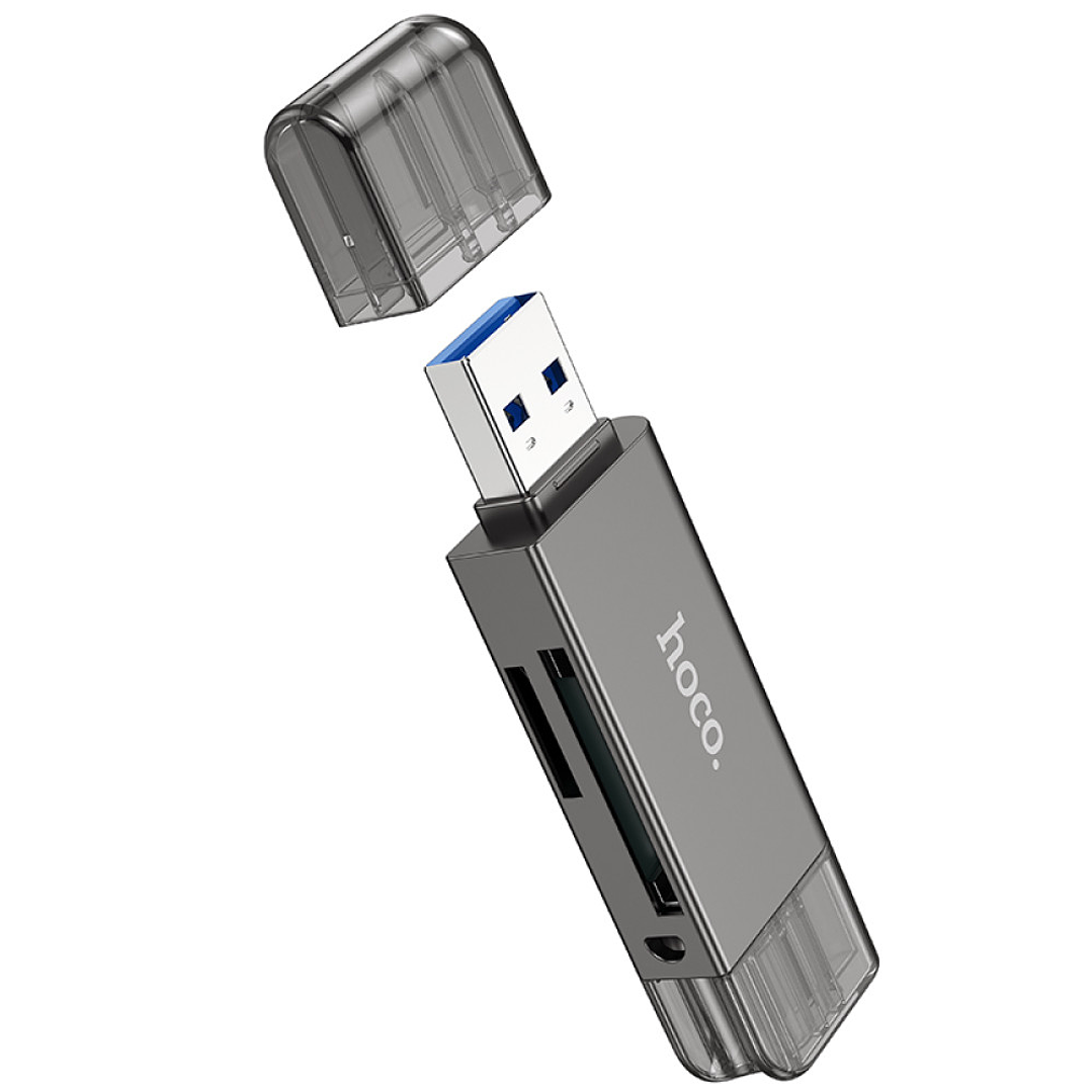 Lector de Tarjetas Hoco HB39 USB/Type-C 3.0 Gris 5