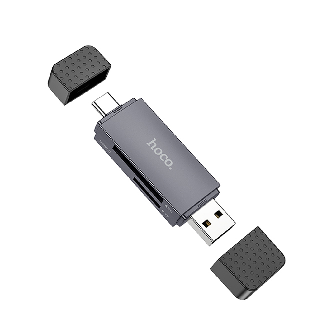 Lector tarjeta Hoco HB45 Spirit USB/Type-C 2.0 Gris 1