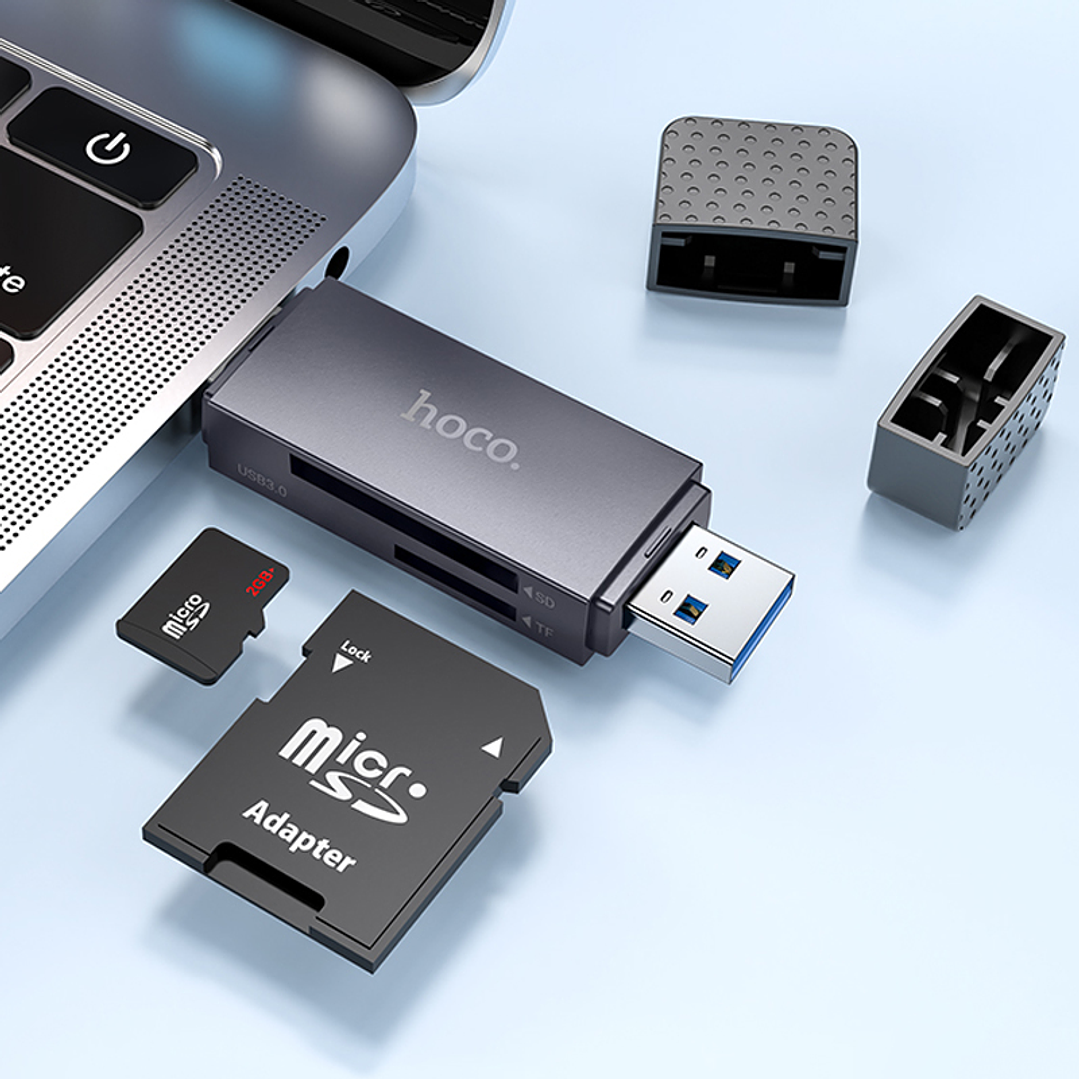Lector tarjeta Hoco HB45 Spirit USB/Type-C 2.0 Gris 6