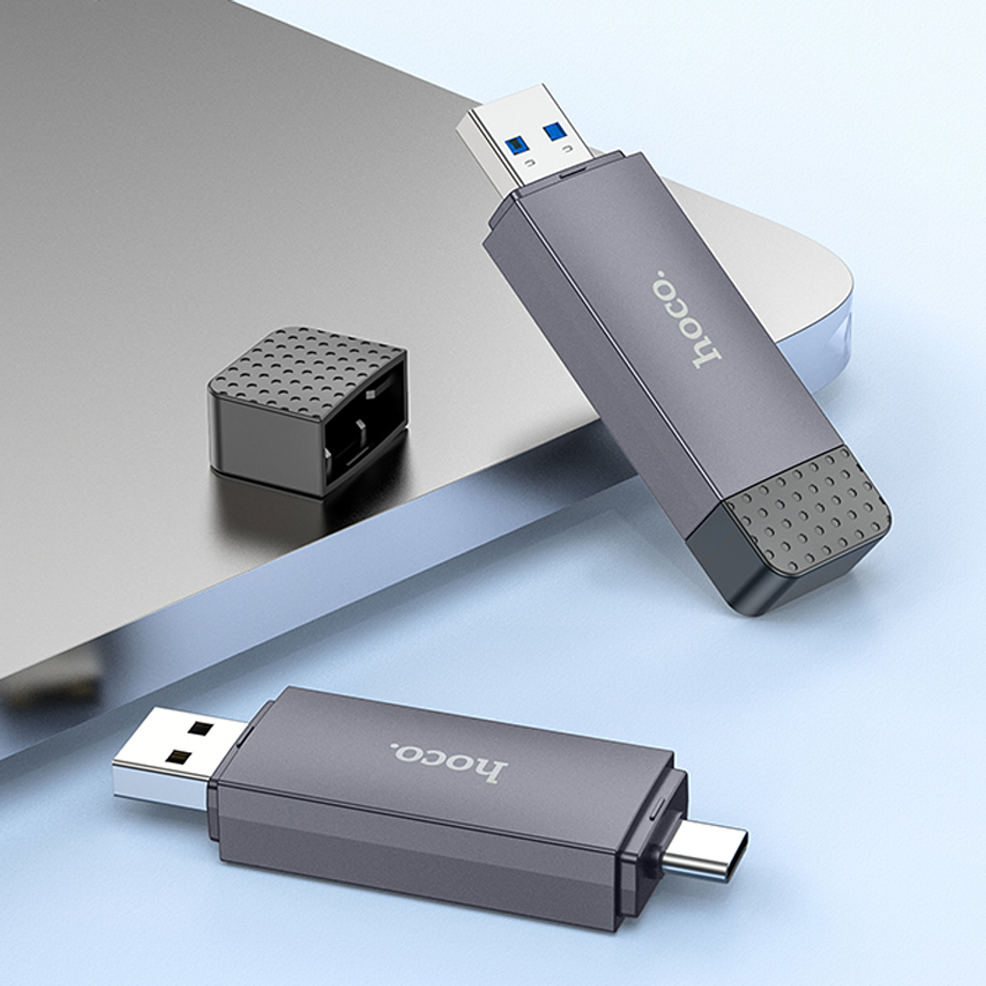 Lector tarjeta Hoco HB45 Spirit USB/Type-C 2.0 Gris 7