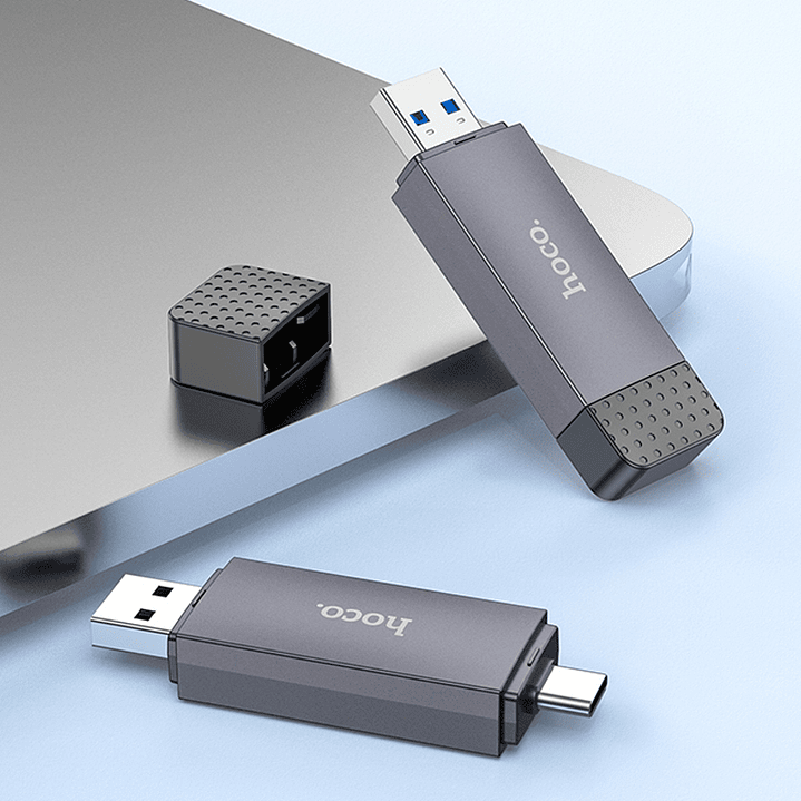 Lector tarjeta Hoco HB45 Spirit USB/Type-C 2.0 Gris 7