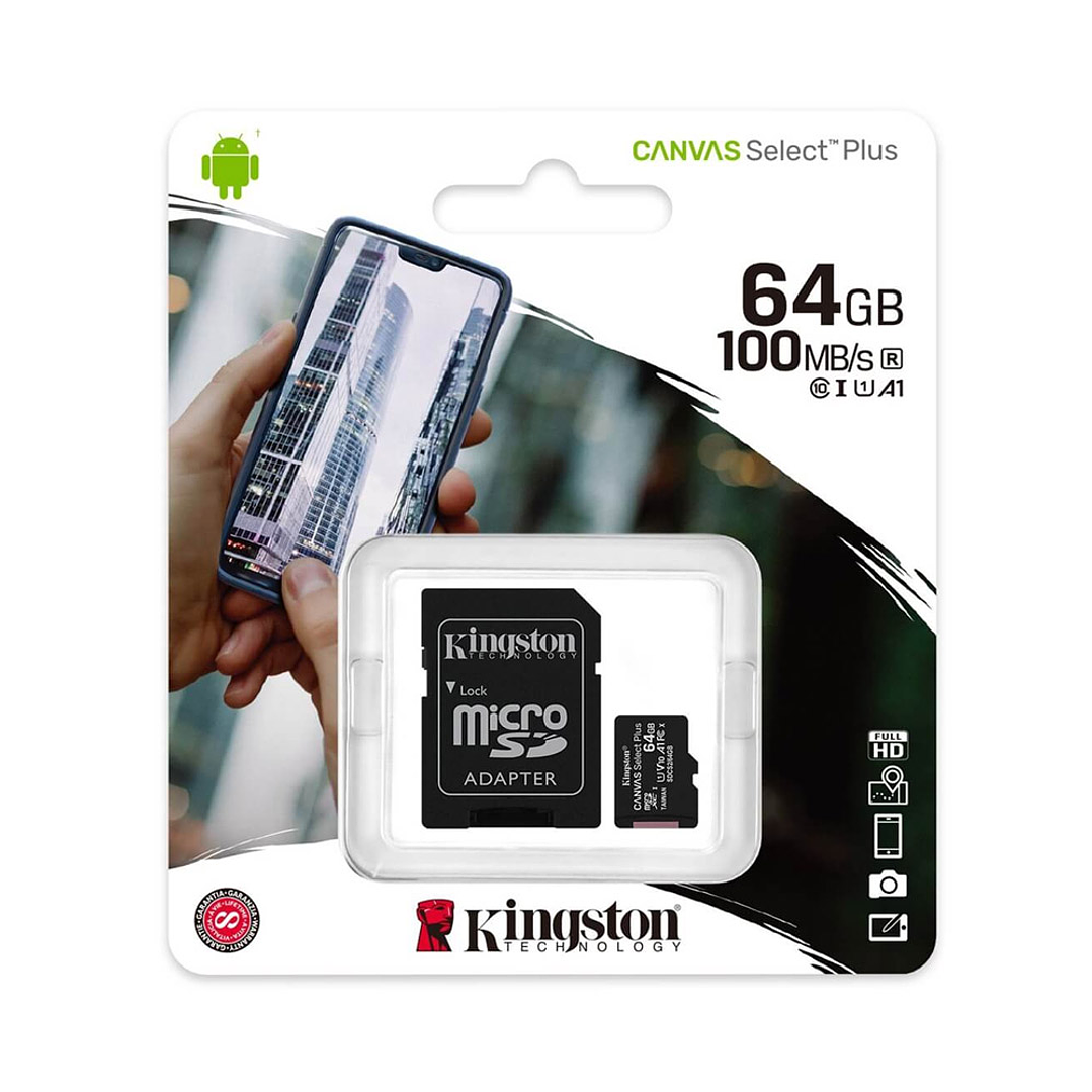 Tarjeta de Memoria Kingston 64GB Canvas Select Plus Clase 10 1