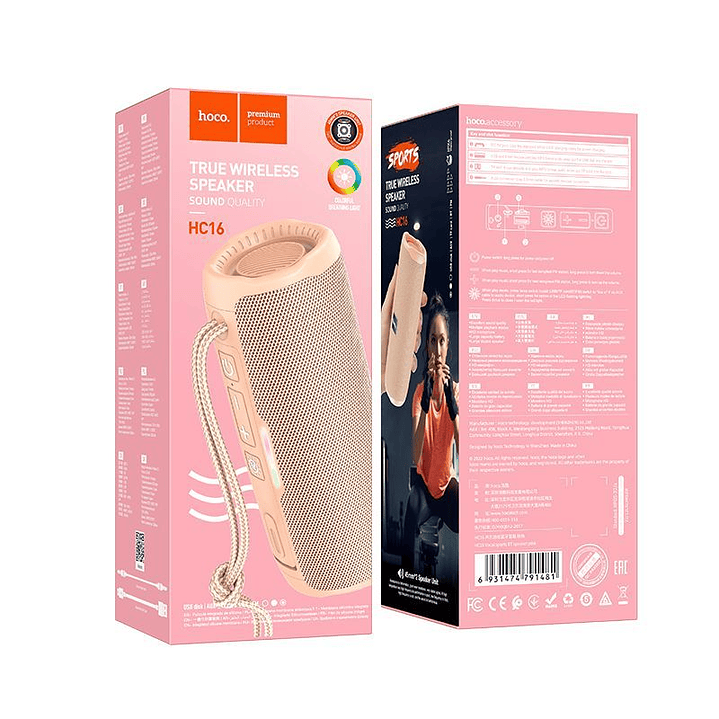 Parlante Hoco HC16 Vocal sports Bluetooth Rosado 2