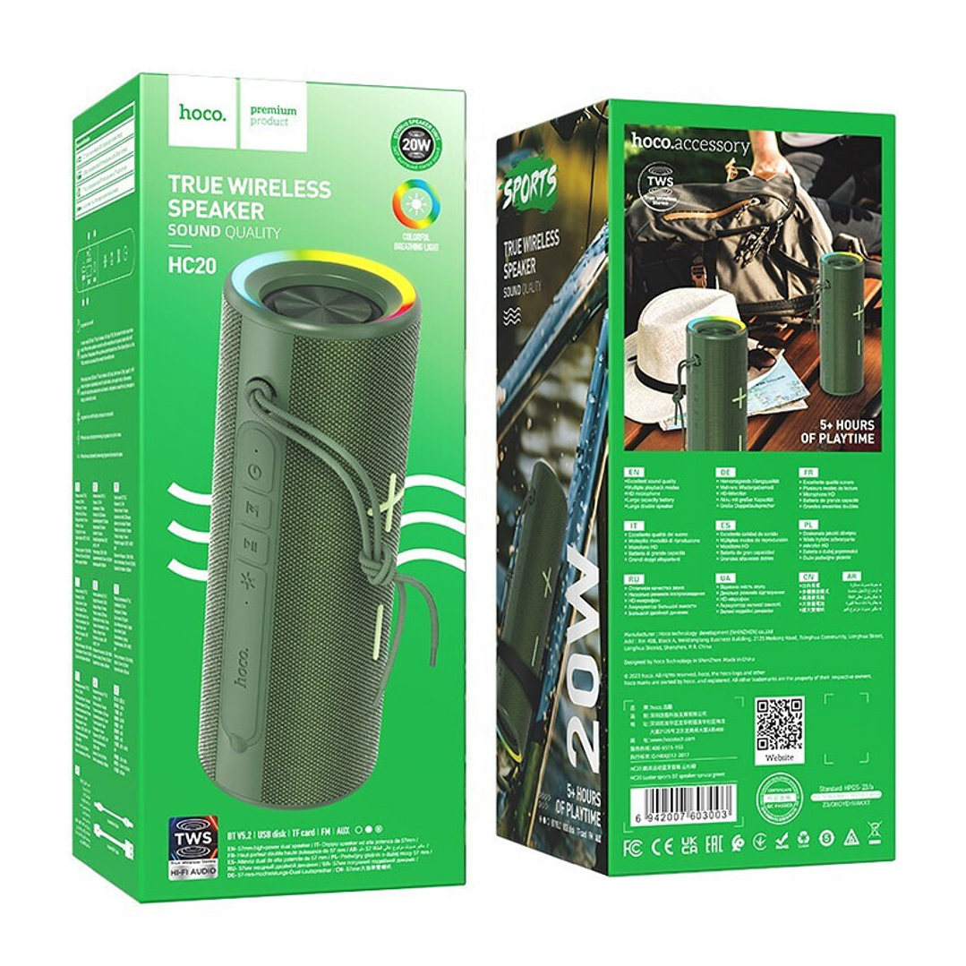 Parlante Hoco HC20 Luster sport Bluetooth Verde 2