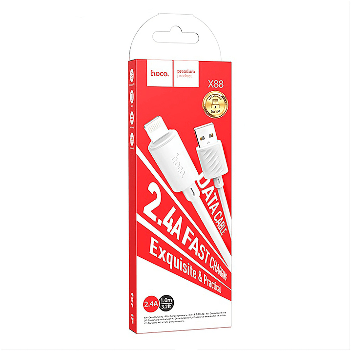 Cable Hoco X88 Gratified USB A Lightning 1m Blanco 2