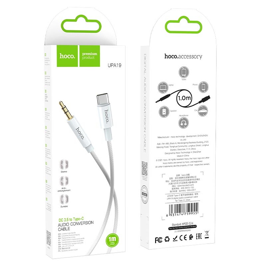 Hoco Adaptador Audio UPA19 Tipo C Silver 2