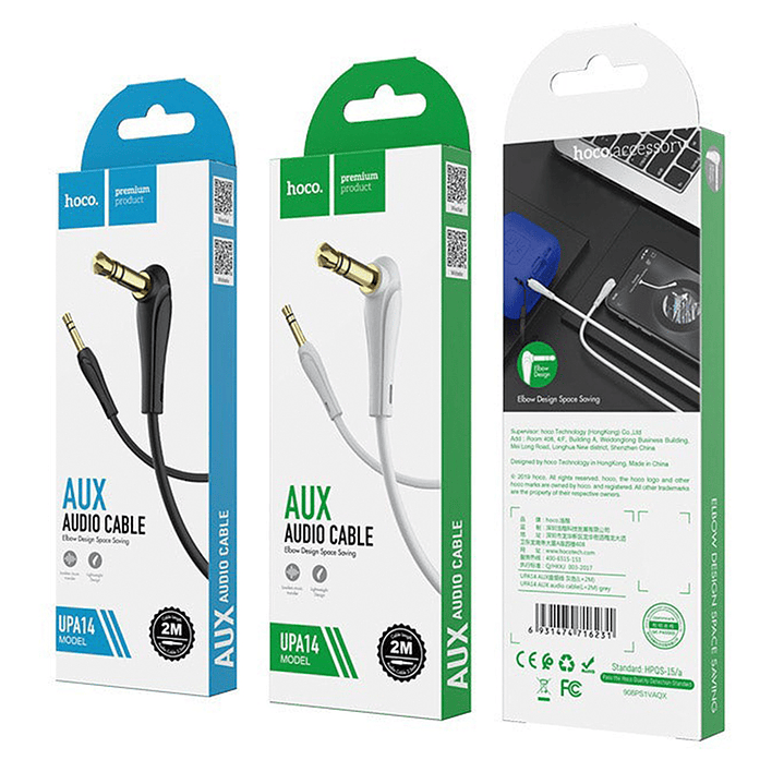 Cable Auxiliar Hoco UPA14 Jack 3.5mm 2m Negro 6