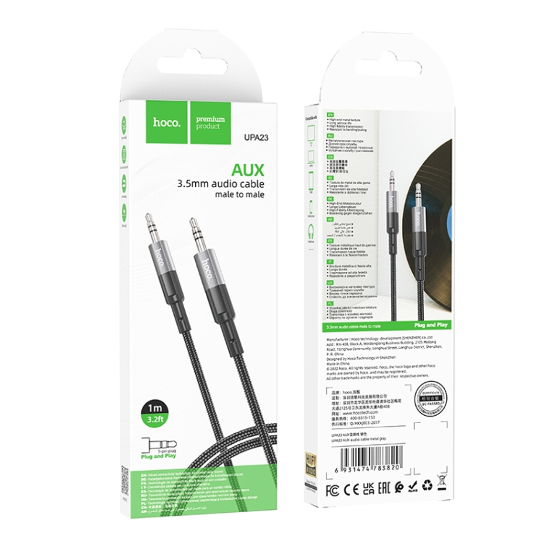 Cable de Audio Hoco UPA23 Jack 3.5mm a Jack 3.5mm Metal Grey 2