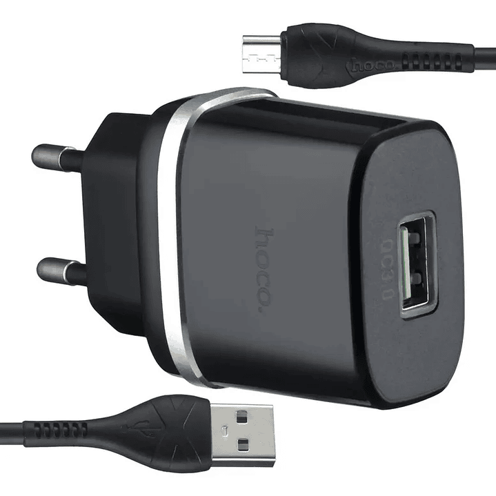 Cargador Hoco C12Q con cable Micro Qc3.0 Negro  1