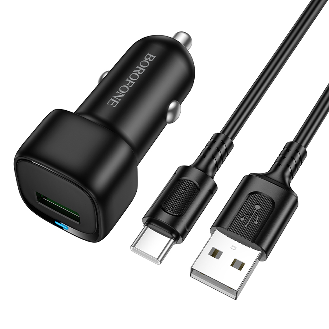 Cargador Auto Borofone BZ34 con cable Tipo C QC3.0  1