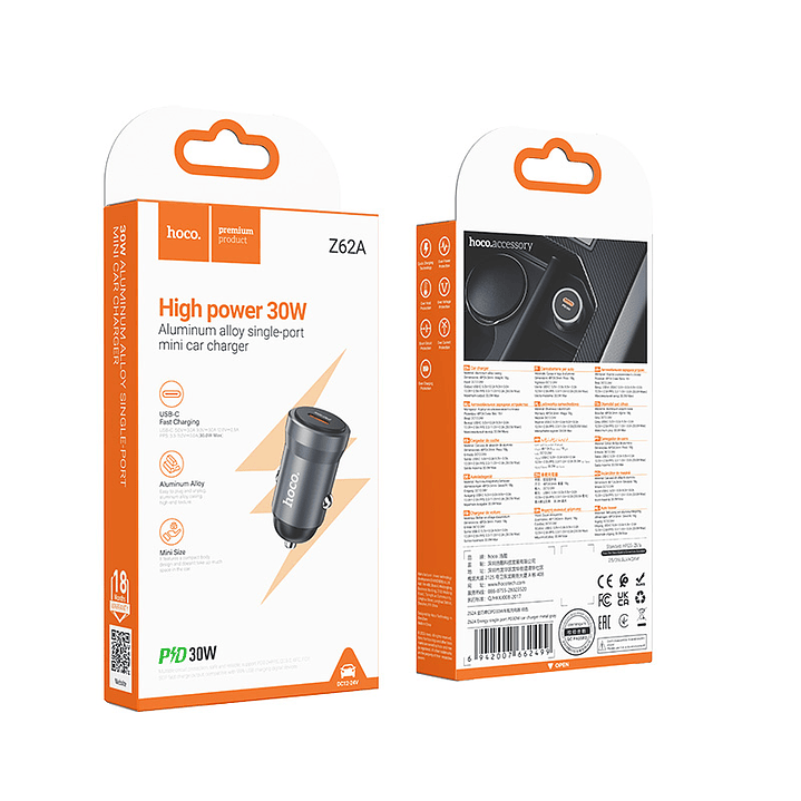 Cargador Auto Hoco Z62A sin cable Gris 3