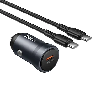 Cargador Auto Hoco Z62A con cable Tipo C - Tipo C Gris 