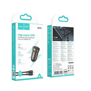 Cargador Auto Hoco Z62A con cable Tipo C - Tipo C Gris 