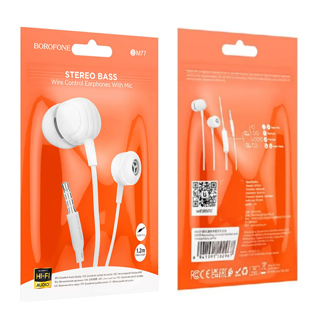 Audífonos BOROFONE Manos Libre BM77 ASCENDING 3.5MM BLANCO 2