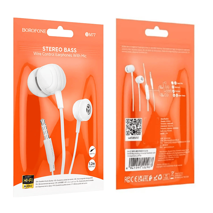 Audífonos BOROFONE Manos Libre BM77 ASCENDING 3.5MM BLANCO 2