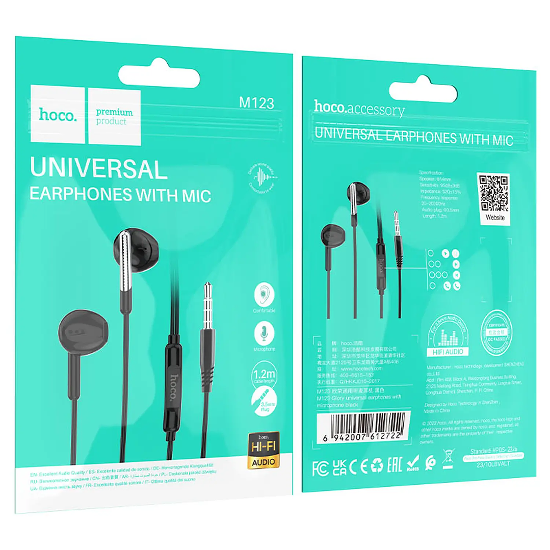 Audífonos HOCO Manos Libre M123 GLORY Negro 5
