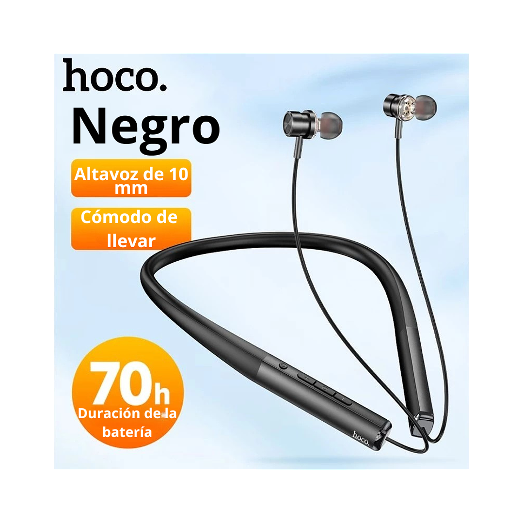 Audífono HOCO Bluetooth ES71 Platinium Neck Mounted NEGRO 3