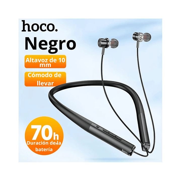 Audífono HOCO Bluetooth ES71 Platinium Neck Mounted NEGRO 3