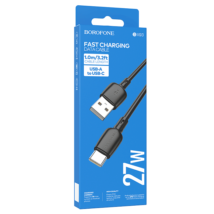 Cable BOROFONE BX93 27W TIPO C Negro 3