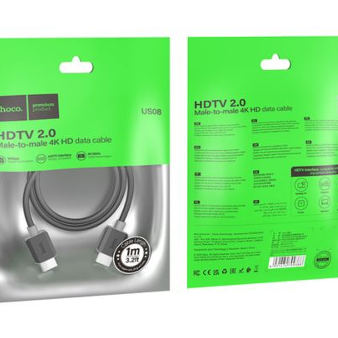 Cable HDMI HOCO US08 HDTV 2.0 4K HD  2
