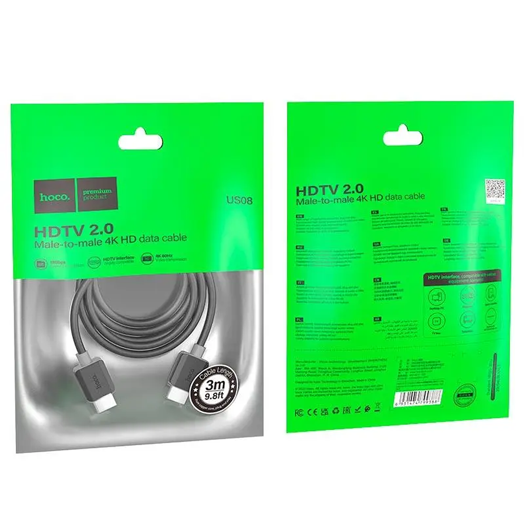 Cable HDMI HOCO US08 HDTV 2.0 3 Metros  3