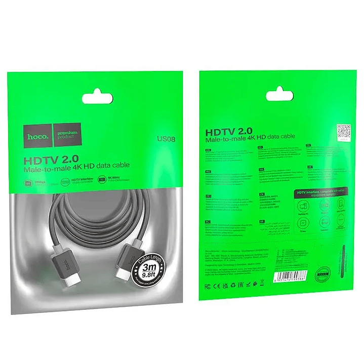 Cable HDMI HOCO US08 HDTV 2.0 3 Metros  3